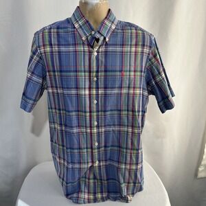 Polo Ralph Lauren Shirt Mens Sz L Madras Plaid Short Sleeve Button Multicolor